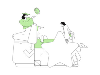 Check-in character flat vector concept operation hand-drawn illustration
