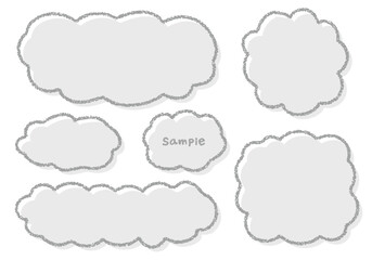手描きのクレヨン素材　ラフな形のフレームセット
