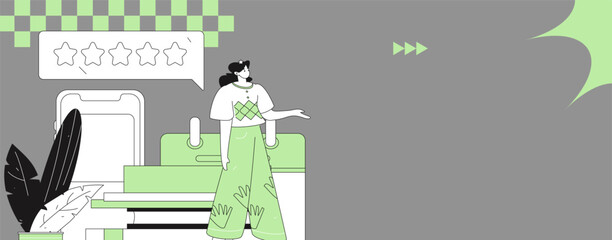 Check-in character flat vector concept operation hand-drawn illustration
