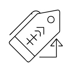 price tag with up arrow icon, price tag with up arrow line art - simple line art of price tag with up arrow, perfect for price tag with up arrow logos and icons
