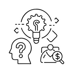 problem solving icon, problem solving line art - simple line art of problem solving, perfect for problem solving logos and icons