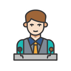 Speaker Icon, Businessman or Politician, Public Speaking, Illustration
