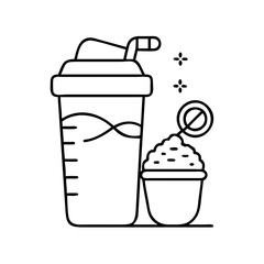 protein shake icon, protein shake line art - simple line art of protein shake, perfect for protein shake logos and icons