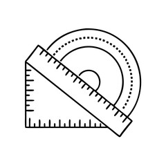 protractor icon, protractor line art - simple line art of protractor, perfect for protractor logos and icons