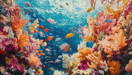 Vibrant coral reef teeming with fish, underwater scene (3)