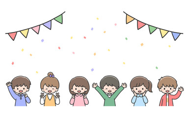 パーティをする笑顔の子どもたち