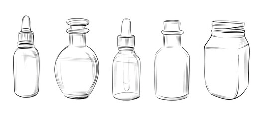 Small essential oil bottles set vector