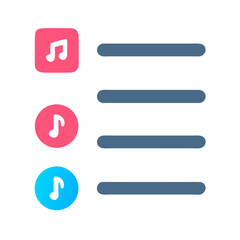 Obraz premium Colorful Music Playlist Vector Icon on Black Background