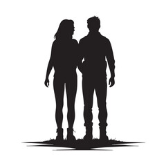 Couple Outdoors Vector Silhouette, Group of Hiking man Silhouettes. hiker with backpack and rucksacks silhouette.