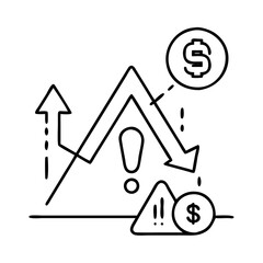 recession warning icon, recession warning line art - simple line art of recession warning, perfect for recession warning logos and icons