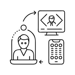 remote participant icon, remote participant line art - simple line art of remote participant, perfect for remote participant logos and icons