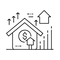 rent hike icon, rent hike line art - simple line art of rent hike, perfect for rent hike logos and icons