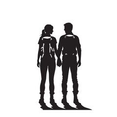 Couple Outdoors Vector Silhouette, Group of Hiking man Silhouettes. hiker with backpack and rucksacks silhouette.
