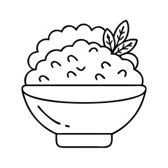 rice bowl icon, rice bowl line art - simple line art of rice bowl, perfect for rice bowl logos and icons