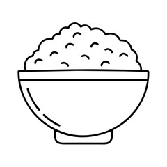 rice bowl icon, rice bowl line art - simple line art of rice bowl, perfect for rice bowl logos and icons