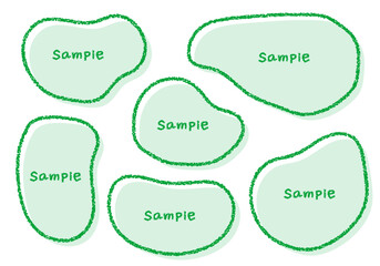 手描きのクレヨン素材　ラフな形のフレームセット