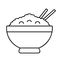rice bowl icon, rice bowl line art - simple line art of rice bowl, perfect for rice bowl logos and icons