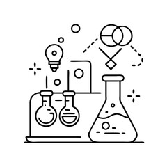 Obraz premium science experiment icon, science experiment line art - simple line art of science experiment, perfect for science experiment logos and icons