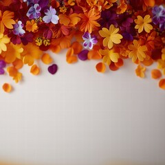 Obraz premium Beautiful arrangement of fresh flowers artistically placed on a clean white surface for elegance