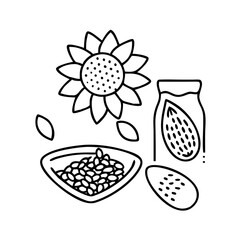 seeds sunflower or chia icon, seeds sunflower or chia line art - simple line art of seeds sunflower or chia, perfect for seeds sunflower or chia logos and icons