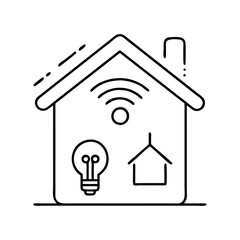 smart home icon, smart home line art - simple line art of smart home, perfect for smart home logos and icons