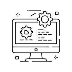 software development icon, software development line art - simple line art of software development, perfect for software development logos and icons
