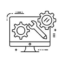 software development icon, software development line art - simple line art of software development, perfect for software development logos and icons