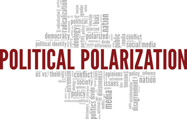 Political Polarization word cloud conceptual design isolated on white background.