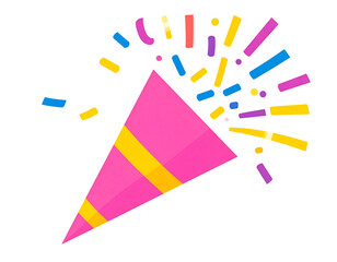 Colorful party popper icon on dark background for celebration graphics