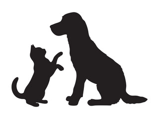 Silhouette of cat and dog vector illustration on white background