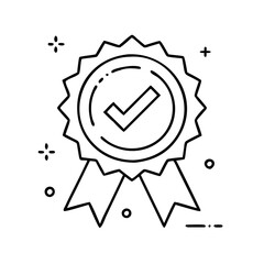 success badge icon, success badge line art - simple line art of success badge, perfect for success badge logos and icons