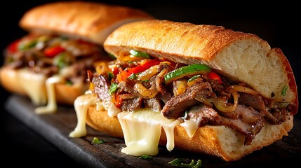 Melted cheese steak sandwich