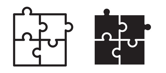 Puzzle icon In Flat and stroke Style Vector For App, UI, Websites. Black Vector Illustration.