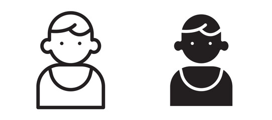 Baby boy icon In Flat and stroke Style Vector For App, UI, Websites. Black Vector Illustration.