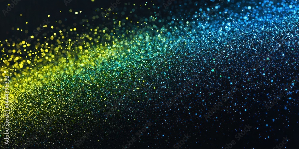 Wall mural a gradient background that flows from deep black through dark blue into soft lime, with subtle glitt