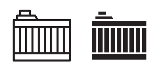 car radiator icon In Flat and stroke Style Vector For App, UI, Websites. Black Vector Illustration.