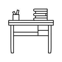 teacher s desk icon, teacher s desk line art - simple line art of teacher s desk, perfect for teacher s desk logos and icons
