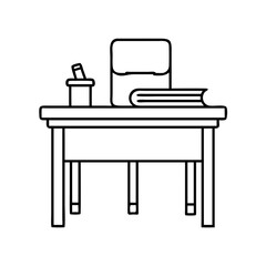 teacher s desk icon, teacher s desk line art - simple line art of teacher s desk, perfect for teacher s desk logos and icons