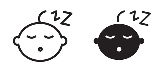 Sleeping baby icon In Flat and stroke Style Vector For App, UI, Websites. Black Vector Illustration.