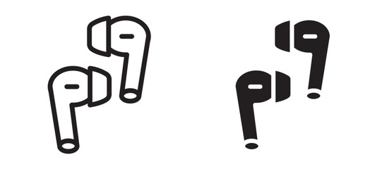 Air pods icon In Flat and stroke Style Vector For App, UI, Websites. Black Vector Illustration.