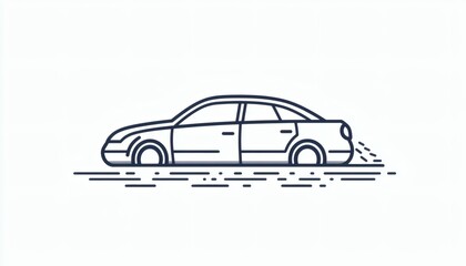 Simple line drawing of a sedan in motion.