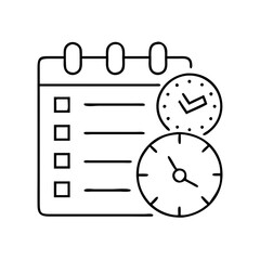 time management icon, time management line art - simple line art of time management, perfect for time management logos and icons