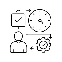 time management icon, time management line art - simple line art of time management, perfect for time management logos and icons