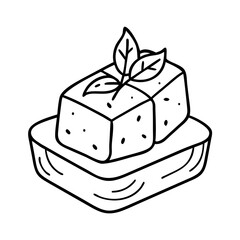 tofu icon, tofu line art - simple line art of tofu, perfect for tofu logos and icons