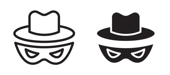 Spy icon In Flat and stroke Style Vector For App, UI, Websites. Black Vector Illustration.