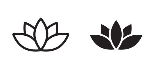 Lotus icon In Flat and stroke Style Vector For App, UI, Websites. Black Vector Illustration.