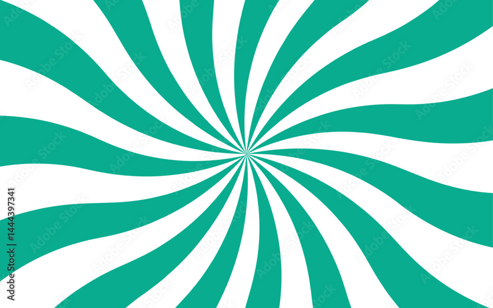 Poster Abstract hypnotic radial spiral pattern and visual illusion of motion and depth. Dynamic sense of energy, reminiscent of retro posters or optical art. Sunburst background with pattern beam rays. 