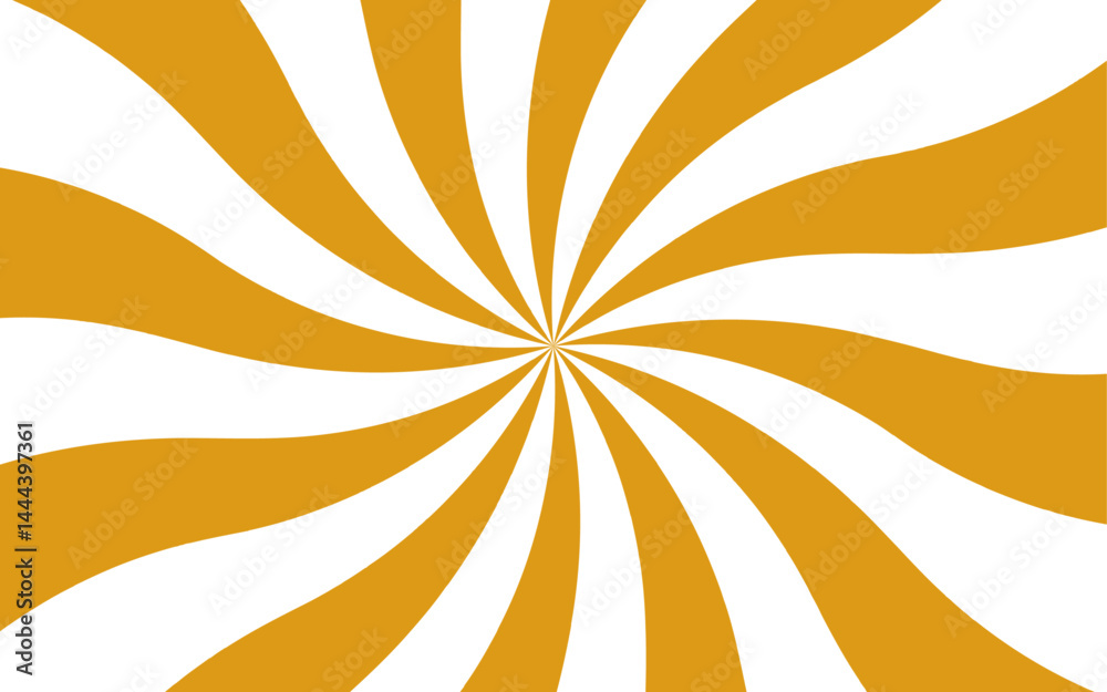 Poster Abstract hypnotic radial spiral pattern and visual illusion of motion and depth. Dynamic sense of energy, reminiscent of retro posters or optical art. Sunburst background with pattern beam rays. 