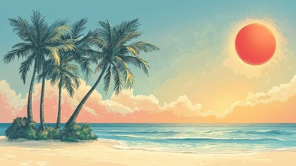 Tropical Sunrise Paradise Scene