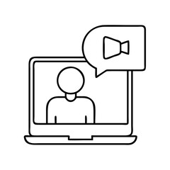 video call icon, video call line art - simple line art of video call, perfect for video call logos and icons